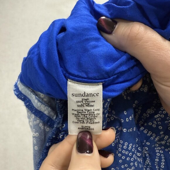 Sundance Skirt Womens XS Blue Ruffle Hem Tiered Lined Boho Midi Elastic Waist - Picture 3 of 7